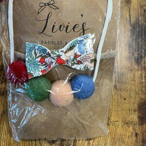 Floral Bow & Felt Ball Necklace For Kids By Livies Baubles New